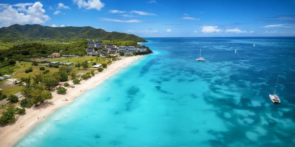 antigua barbuda ffryes beach areal view