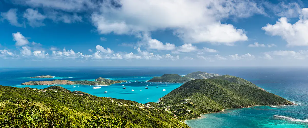 Beautiful skyline view of the British Virgin islands.