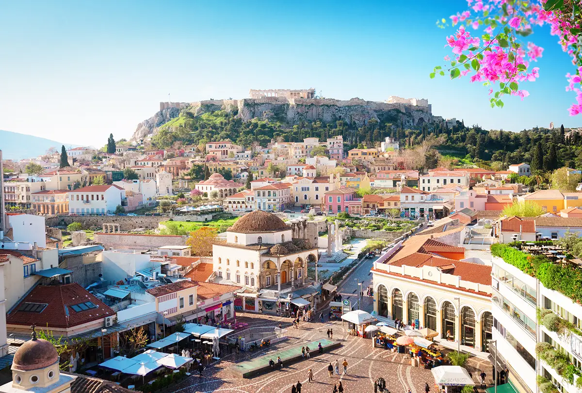 View on the Acropolis Hill in Athens, Greece.