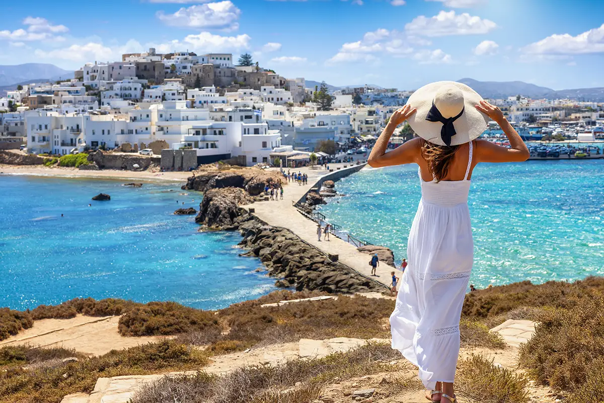 Woman living her dream life in Naxos island, Greece.