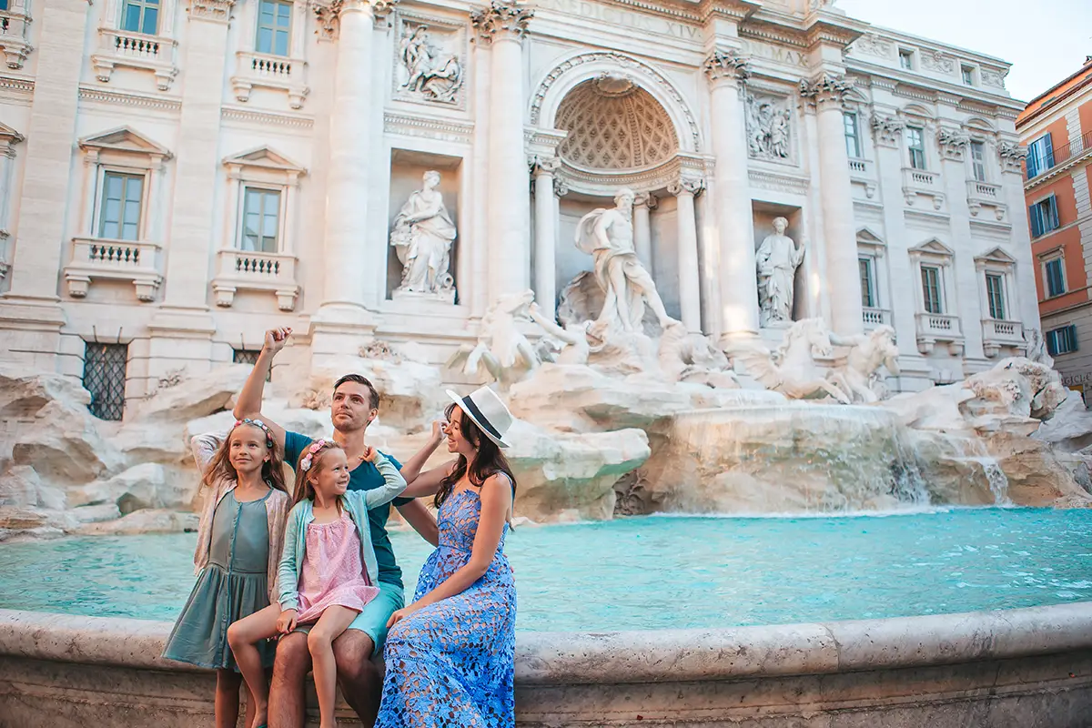 italy rome family fontana di trevi