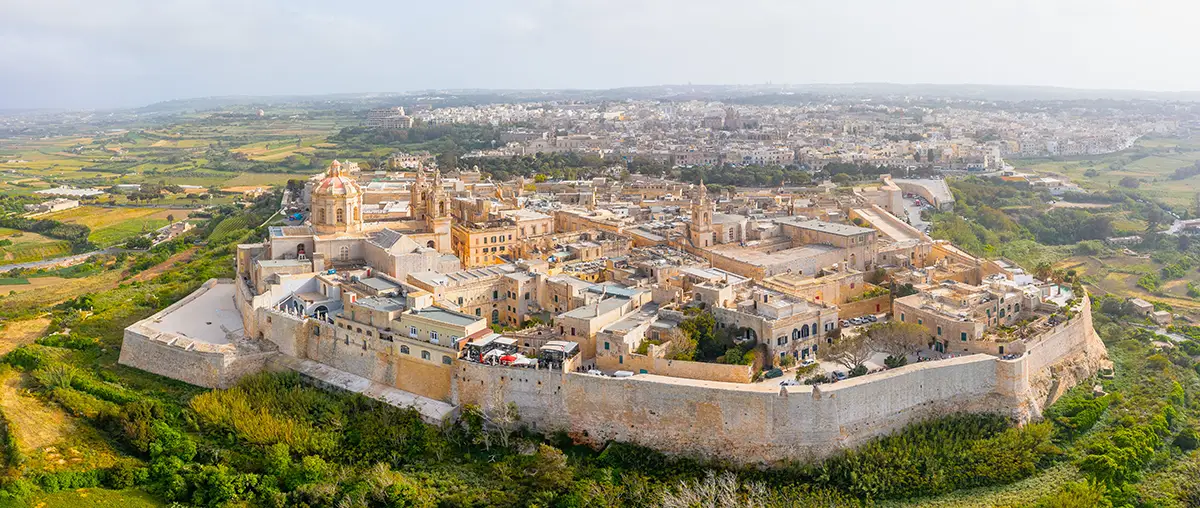 Skyline view of Mdina in Malta.