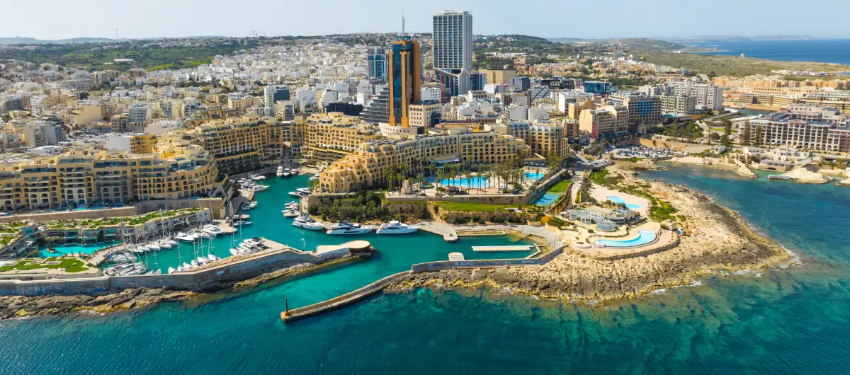 Skyline view of St.Julian, one of the best places to do business in Malta.