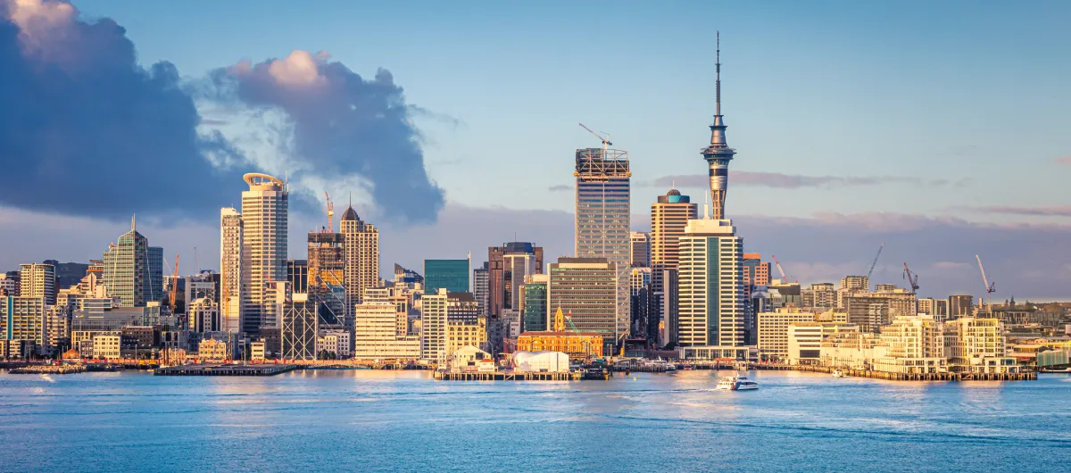 Auckland downtown skyline view in New Zealand, one of the main cities to do business in the country.