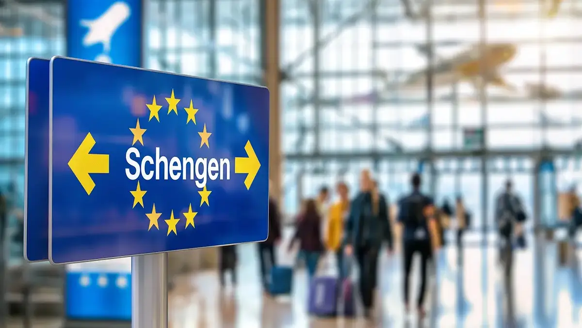 schengen zone sign airport terminal