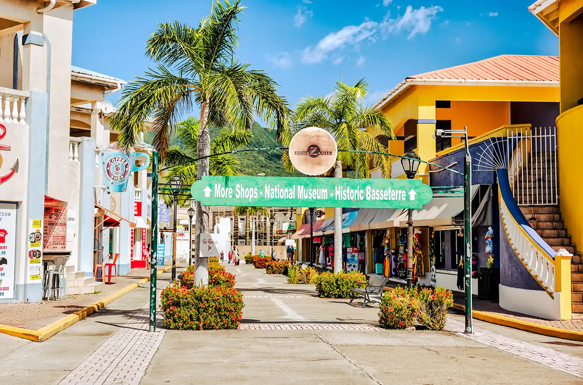 Shopping street of the capital city of St. Kitts and Nevis