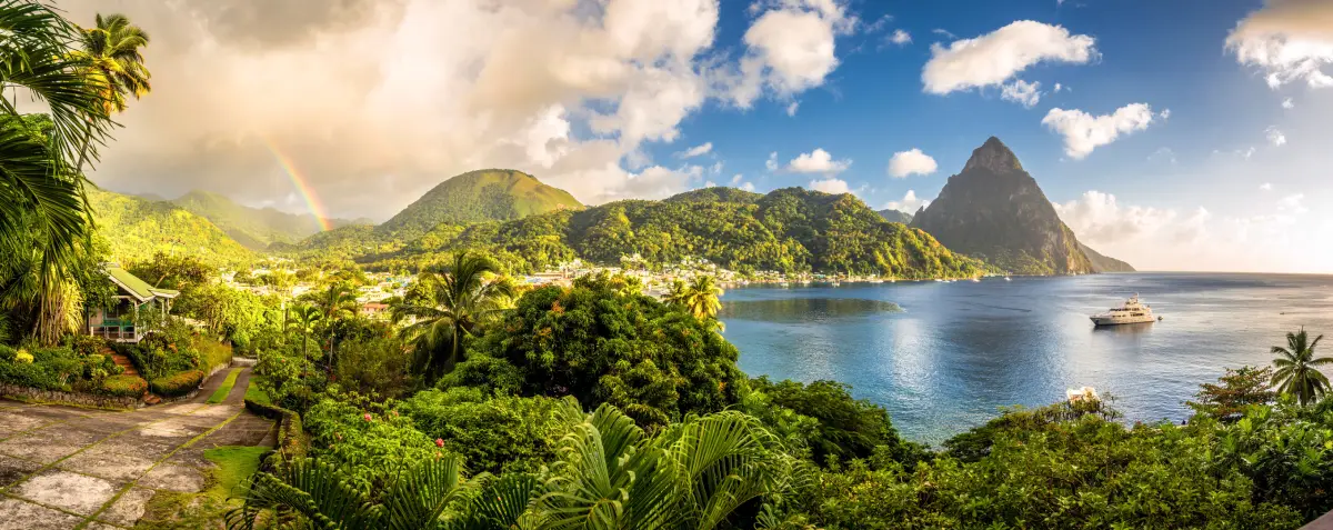 st lucia rainbow forest sea