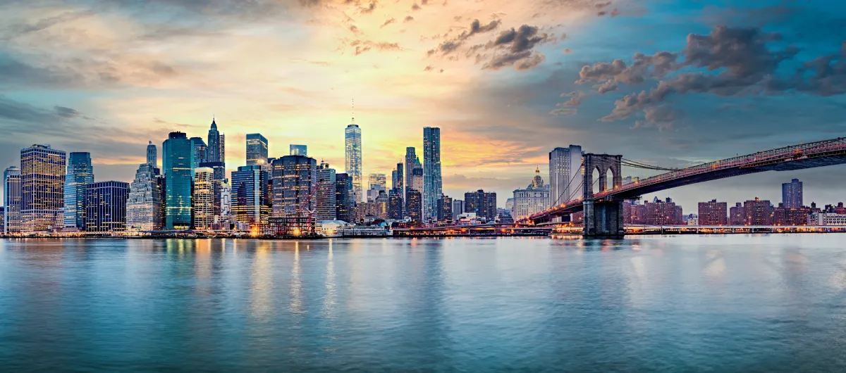 Skyline view of the Business district in the one and only New York City.